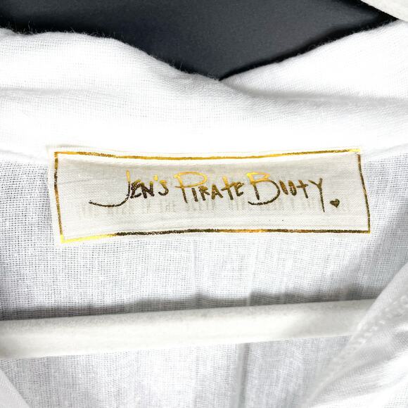 Jen's Pirate Booty Foreigner Dress White Cotton Tie Front Maxi Long Sleeve Sz XS - Picture 5 of 11